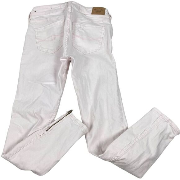 Abercrombie & Fitch Pink Zippered Ankle Skinny Denim Jeans size 2 - Picture 2 of 7